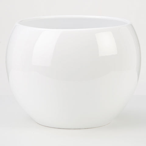White Indoor Ceramic Cover Pot Alaska weiss (740)