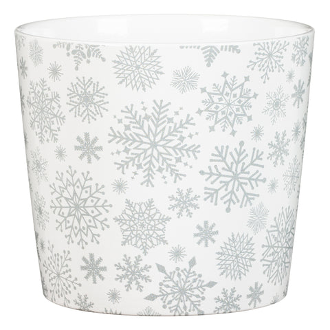 White Indoor Ceramic Cover Pot Sliver Snow (870)