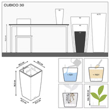 Lechuza CubicoLS 30 Charcoal Self-Watering Planter