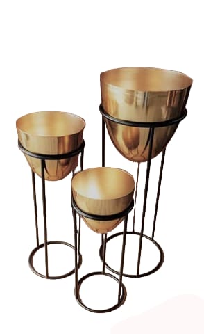 Oval Gold Metal Planters