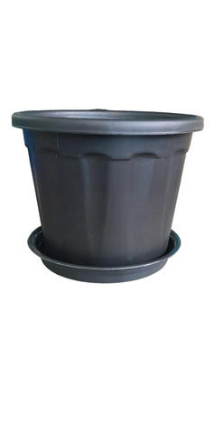 Plastic Black Pot With Tray