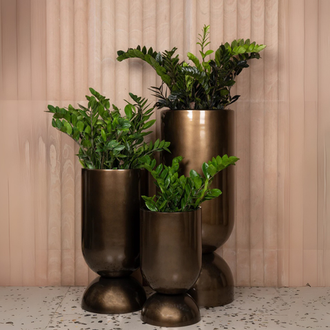 Hourglass Modern Planter Brass