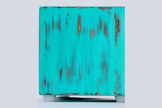 Wooden Square  Aqua Blue Planter