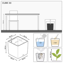 Lechuza Cube 30 Charcoal Self-Watering Planter