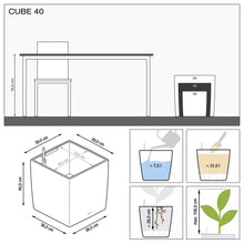 Lechuza Cube 40 Charcoal Self-Watering Planter