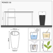 Lechuza RondoLS 32 Charcoal Self-Watering Planter