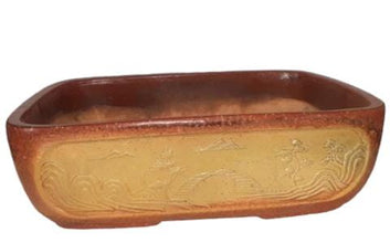 Bonsai Tray Light Brown Landscape Rectangle Tray
