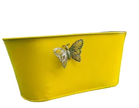 Yellow Butterfly Railing  Metal Planters