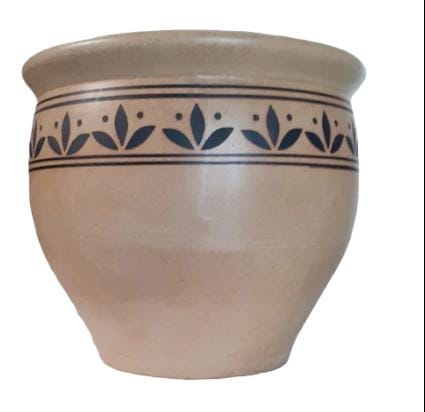 Khurja Ceramic Round Cream and Brown Pot