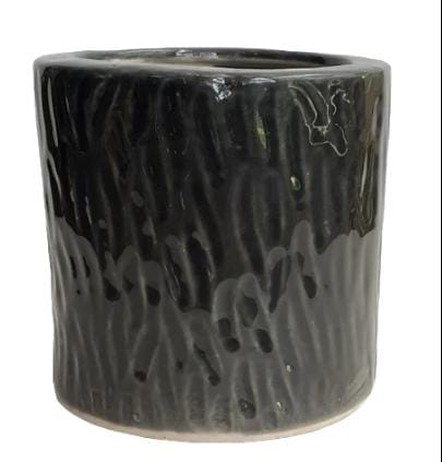 Khurja Ceramic Cylinder Black Pot