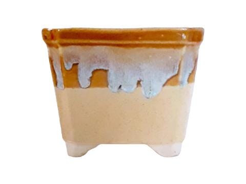 Khurja Ceramic Square Brown With Blue Shade Pot