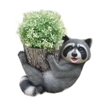 Resin Raccoon Flower Cylinder Planter