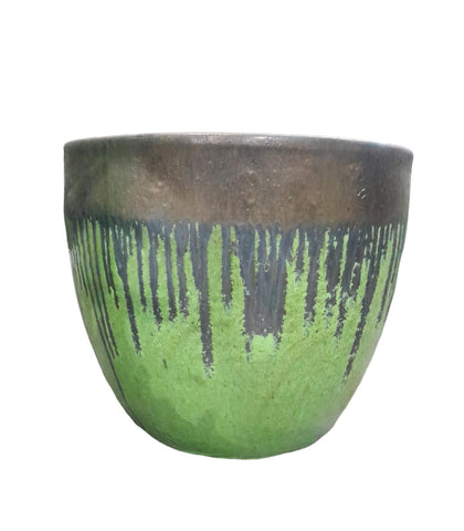 Ceramic Green  Black Dripped  Pot