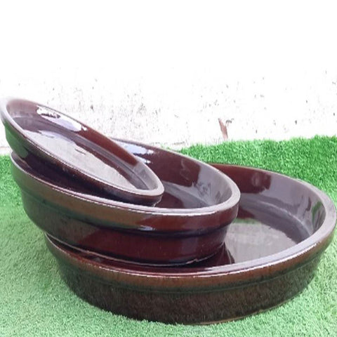 Ceramic Glazed Brown Tray
