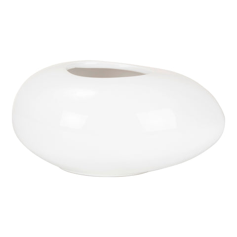 Shiny White Bowl Indoor Ceramic Cover Pot  White  (432)