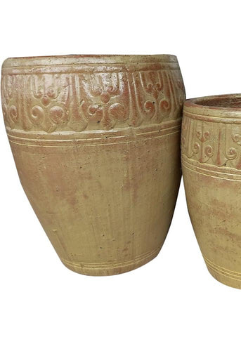ATG-0419-10 Yellow Atlantic Planter With Red Glaze